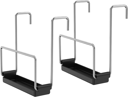 [BRSRA23RO4CW23LV] 2 Pack Stainless Steel Slow Cooker Lid Holder, Kitchen Crock Pot Lid Holder for Cooking Hand Free Pot Lid Organizer Fits Most Slow Cookers with Silicone Sink to Keep Countertop No Mess (black)