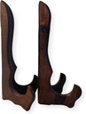Set of Two 25cm, 9.5 inch Folding Wooden Plate Stands - Salver, Photo Plate, Display Stand, Wooden Bracket, Picture Frame Holder