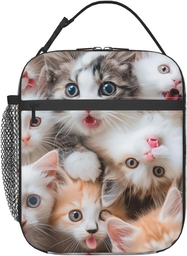 [BRSROCDRDN5QM3LG] Cute Cat Lunch Box for Kids Girls Boys Kitten Lunch Bag Cooler Tote Reusable Insulated Lunch Bag Container Gifts for Office Picnic Travel Work School