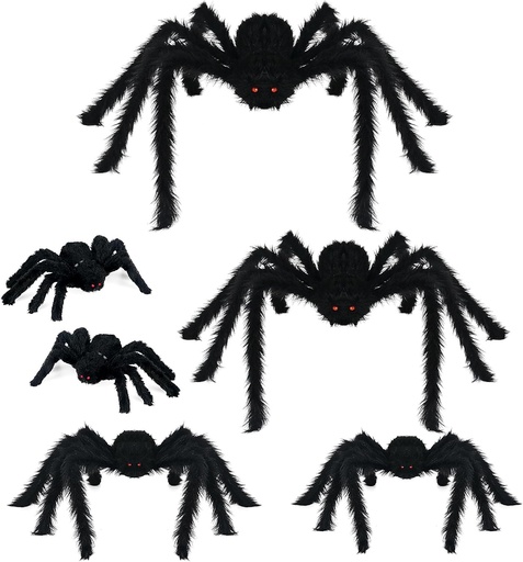 [BRSROEA6BUFQGFD2] Nirohee Halloween Decorations Outdoor,6 Pack Giant Spider Halloween Party Decor Large Outside Decorations,Scary Spiders with Bendable Legs for Lawn,Yard,Spider Web,Wall,Window
