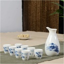 Sake Wine Set, Wine Glass,9Pcs Ceramic Sake Pot Cups Set Flagon Liquor Cup Spirits Cups Set Sake Wine Set Alcohol Drinking Bar Drinkware Cup Set,Home Decor/Style 3(Style 7)