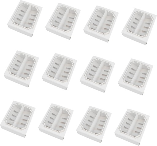 [BRSRAGL7CINBU3L4] 12pcs Paper Macaron Box with Clear Window Eco-friendly Dessert Carrier for Muffins and Cupcakes and Oil- for Parties and Bakeries
