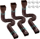 3 Pack Rain Gutter Downspout Extensions Flexible,Downspout Diverter Extendable From 21" To 58". Downspout Extender Is Suitable For Most Drain Pipe (Brown)
