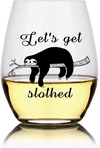 [BRSWYEDROAJRSYDD] Perfectinsoy Funny sloth Stemless Wine Glass, Cute Funny Sloth Gifts for Women, Christmas Gifts, Happy Valentine Gift, for Boy Friend, Girl Friend, Her His Birthday Anniversar