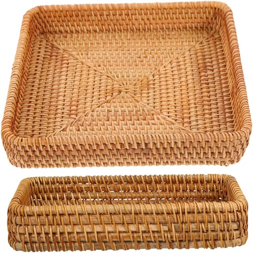 [BRSREEIPOUOR43LA] Mipcase 2pcs Natural Rattan Storage Basket Baskets for Kitchen Living Room Decorative Bread Box Handwoven Table Space-saving Decorative Organizer