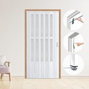 42×80in PVC Internal Accordion Folding Door, Multifold Sliding Door for Closet, White in Color, with Installation Hardware; Handle; Latch. ﻿