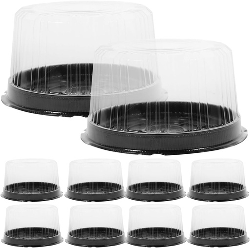 [BRSROHYFAV7BEYAV] 10pcs Cake Box Clear Container Round Cake Carrier Container with Lid Plastic Carriers Mini Tart Boxes Transport s Boxes Slice s
