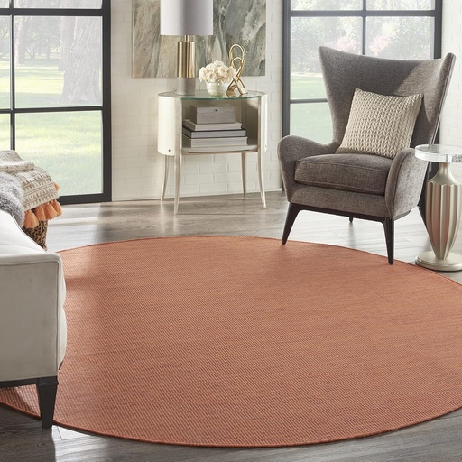 [BRSWYZL7CV5AK2YU] Nourison Home Positano Terracotta 8' x Round Area Rug - Easy Clean, Non Shedding, Bed Room, Living Room, Dining Room, Kitchen (8' x Round)