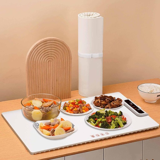 [BRSREZQHOUNGEAAV] Rollable Food Warming Mat, Electric Warming Plate, 60-100℃ 3 Temperature Adjustment Timing, Anti-slip Anti-scalding Panel, Silicone Material for Buffet, House Party