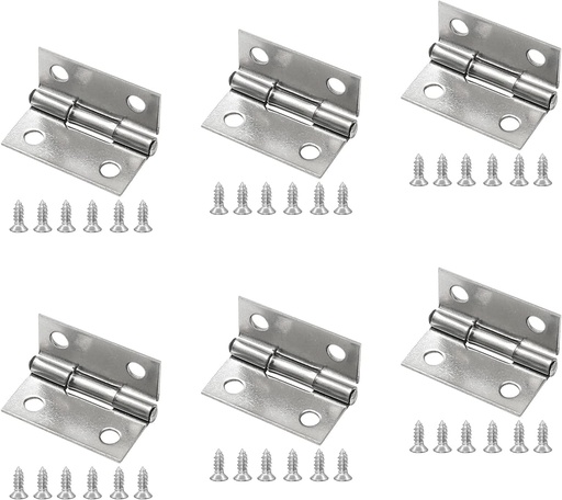 [BRSW2HQBBFYGCAD6] Piutouyar 6Pack Butt Hinge 1 Inch Mini 304 Stainless Steel Small Cabinet Folding Craft Hinges With Mounting Screws for Boxes Gate Drawer
