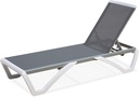 Domi Pool Lounge Chair Aluminum Adjustable Outdoor Chaise Lounge,All Weather Plastic Poolside Lounge Chair for Deck Lawn Backyard, Gray Textilene