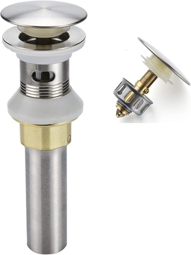 [BRSW2AQPCN7AKHLF] Bathroom Sink Drain,Drain Stopper Bathroom Sink with Overflow,Pop Up Drain Assembly with Detachable Strainer Basket,Built-in Anti-Clogging Strainer,Stainless Steel Brushed Nickel