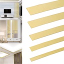 Gold Metalized Wall Trim Molding 201 Stainless Steel Self Adhesive Peel and Stick Wall Trim Metalized Mirror-Like Finish for Wall Ceiling Floor Cabinet Tile Edge Moulding, 16.4ftx1.57 in