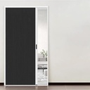 HOFSSI Retractable No-Drill Folding Accordion Doors Interior, Aluminum Frame with Light Filtering Screen Door Slab, Temporary Door for RV,RV,Hallway,Closet,Shower,Doorway Use(Black,30x85in(76x216cm))