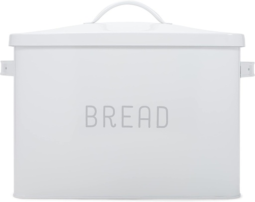 [BRSRMGA2OJ6GAG3D] Nat & Jules Extra Large White 15 x 10 Metal Farmhouse Bread Box - Holds Two Full Loaves