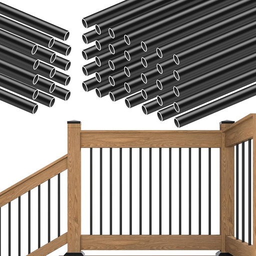 [BRSW2ZIEOF4BACDO] Muzata 50Pack 36" Aluminum Deck Balusters Round Black Deck Railing Stair Porch Staircase Spindles 3/4" Diameter Hollow for Railing Fencing Porch Stair WT01