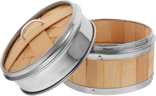 [BRSW2A32OUBRAFDJ] Angoily Rice Steamer Kitchen Cooking Utensil Steamer Basket Food Steamer with Lid Natural Handmade Steamer for Cooking Veggie Dumplings Eggs Steam Cooker 13cm Rice Steamer Stainless Steel Cookware