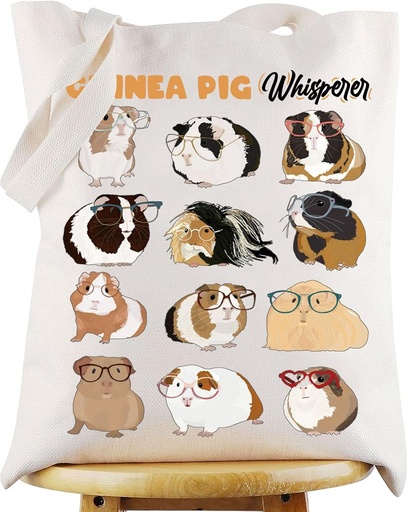 [BRSRA2QLOR6WAYLG] WZMPA Funny Guinea Pigs Tote Bag Cavy Lover Gift Guinea Pigs Whisperer Reusable Grocery Bag Wheek Hamster Merchandise