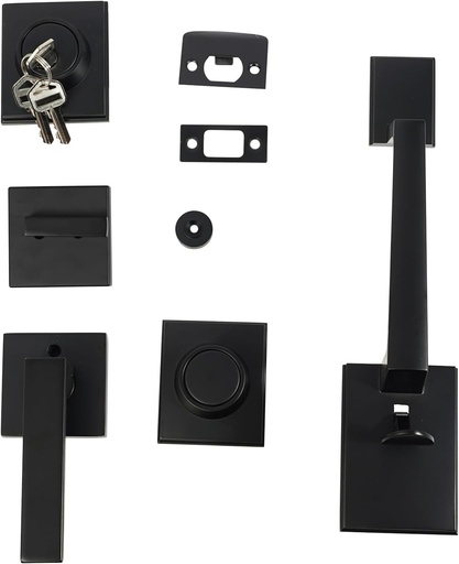 [BRSREYYQOUHBQYI4] Double Front Door Lock Set Black Door Handle Set 1.3-1.8In Door Thickness for Bedrooms, Study Rooms, Bathrooms