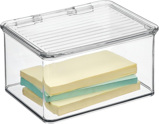 [BRSWIAQ2AJ5GMAD6] iDesign Recycled Plastic Pantry and Kitchen Storage, Freezer and Fridge Organizer Lidded Bin – 6.75” x 5.75” x 3.75”, Clear