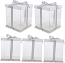 Happyyami 5pcs Transparent Cake Box Clear Bakery Packing Container for Birthday and Wedding Cakes and Desserts