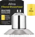Afina Filtered Shower Head - Water Softener Showerhead with KDF-55 Shower Filter for Hard Water - High Pressure Rain Fall Experience - Universal Fit (Brushed Nickel)