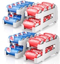LAMU 4 Pack Soda Can Organizer Dispenser for Refrigerator, Upgrade Features with Two Sizes of Metal Rods for Standard and Tall Can, Drink Organizer for Fridge, Pop Can Holders Storage