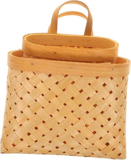 [BRSRAGIECEFQIDTL] KICHOUSE 2pcs Woven Wall Hanging Baskets for Kitchen Storage Decorative Bins for Garlic Onion Fruits Vegetables Rustic Farmhouse Style Easy to Hang