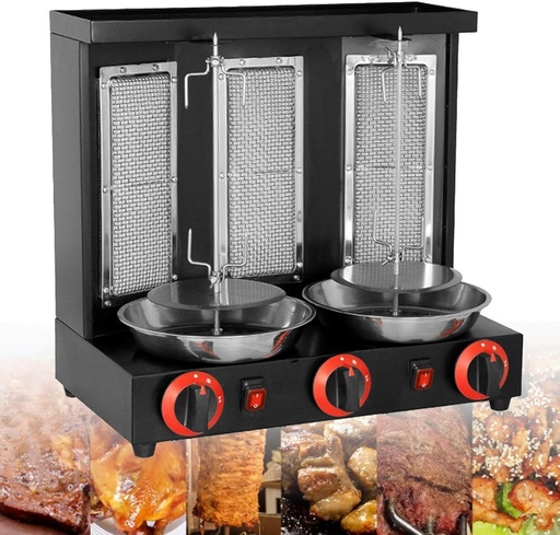 [BRSREYATPN6BAFLD] Homemade Chicken Machine,Commercial Turkish Chicken Countertop Rotisserie Grill with Burner Propane Vertical Kebab Broiler(Black)