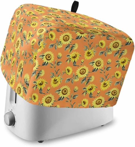[BRSREEIQBEHQEELL] Yellow Sunflowers Toaster Cover 2 Slice, Spring Flowers Leaves Retro Country Dustproof Bread Machine Oven Cover with Storage Pockets, Fits Most Kitchen Toasters Protector