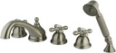 Kingston Brass KS33585AX Vintage Roman Tub Filler with Hand Shower, Brushed Nickel, 5-Piece