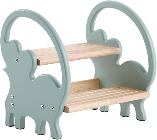 [BRSREFQ6ORYRUAD2] Wooden Step Stool for Toddlers,Cute Elephant Design,Stable for Daily Use,Bamboo 2 Step Stool for Bathroom,Sink,Bedroom(Green)