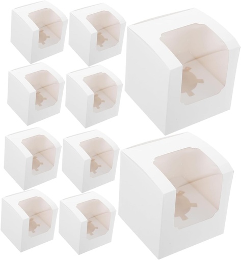 [BRSRAAYFBAGR6FY7] 20pcs Paper Cupcake Boxes with Window and Inserts Individual Cupcake Carrier for Weddings Parties and Events Convenient Packaging
