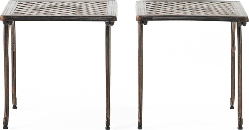 [BRSWGEIOBB6BS3Y2] Christopher Knight Home Mckinley Outdoor Cast End Tables, 2-Pcs Set, Shiny Copper