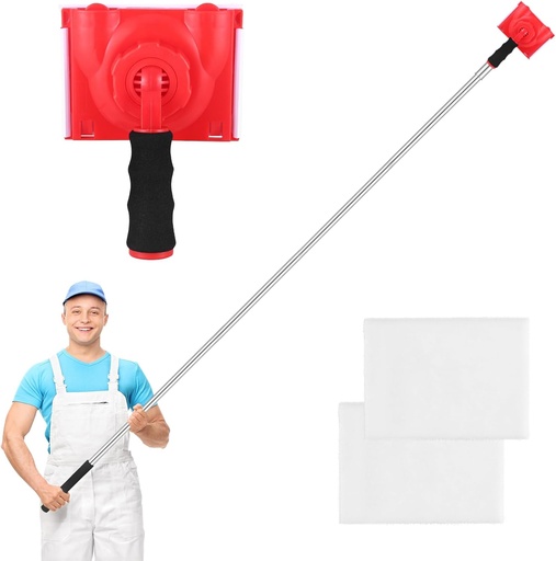 [BRSRE2Y2OUFGKCA7] Paint Edger Tool for Walls,Paint Cutting Edge Tool,with 35-78 inch spliceable Long Pole,Edge Painting Tool with Painter's Pad Refills,Paint Edger for Wall Painting,Corner Walls & Ceilings Pad Painter