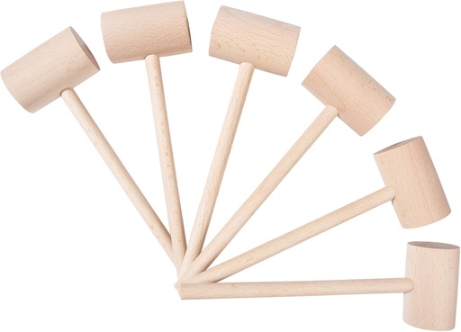 [BRSWYHYNCVYQ4A3P] 6Pcs Wooden Hammers, Natural Hardwood Crab Lobster Seafood Mallets