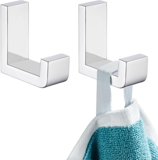 [BRSRAYLYBB6W2EQU] APLusee Polished Chrome Towel Hook 2 Pack, 304 Stainless Steel Robe Hook, Wall Mounted
