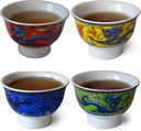 Teacup 4pcs China Dragon GongfuTea Shortening Goblet Cups Teabowl Colorful multicolor (Multicolor)