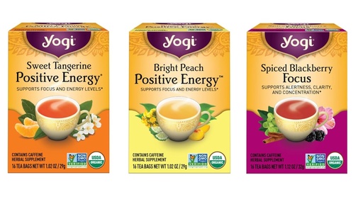 [BRSRMFD6CMDWOCTX] Yogi Tea - Morning Energy Variety Pack (3 Pack) Includes Peach Bergamot Bright Day, Sweet Tangerine Positive Energy, Spiced Blackberry Focus - 48 Organic Tea Bags