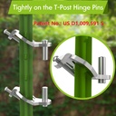 T-Post Gate Hinge Pins - Heavy Duty Gate Hanger, Hang a gate from a Metal T Post, Steel Gate Hinges Target Hanger for Farm Gate, Garden & Backyard Gate, Easy to Install. (Patent)