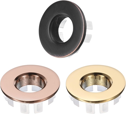 [BRSRAFAODIFAM2Y2] uxcell 3pcs Sink Overflow Ring Set, Bathroom Kitchen Basin Trim Bath Sink Hole Round Brass Overflow Drain Cover Insert in Hole (Gold Tone, Rose Gold, Brushed Black)