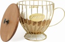 Large Capacity Coffee Filter Storage Basket with Lid for Round Filters or Pods, Coffee Bar Accessories Decor (Golden)