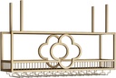 Ceiling Wine Rack,Hanging Wine Rack with Wine Glass Holder,Wine Storage Stand with Stemware Hanger,Floating Home Bar Wall Shelves,Iron Wall Shelf for Kitchen,Wine Cellar,Black/Gold