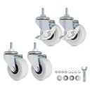 M6 Threaded Stem Caster Wheels, 2 Inch PVC Silent, No Noise and No Scratch Castor Wheels, Replacement for Tiny Shelving, Slide Storage Cart for Office, Kitchen & Laundry Room, Set of 2 Brake 2 Swivel