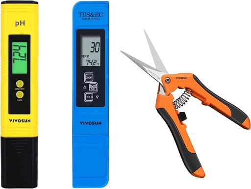 [BRSWYCD7C4NQ4HTU] VIVOSUN pH and TDS Meter Combo and 6.5 Inch Gardening Hand Pruner Pruning Shear with Straight Stainless Steel Blades Orange