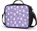 Cat Lunch Box for Girls Boys Cute Kitten Animal Pattern Kids Lunch Bag Kawaii Purple Insulated Lunchbox Reusable Cooler Tote Box Lunch Pail for School Work Picnic Travel