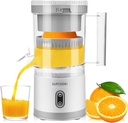 Electric Citrus Juicer, Rechargeable Juicer Machine with USB Cable and Cleaning Brush, Touch Button, Automatic Orange Lime Lemon Grapefruit Squeezer, Easy to Clean Portable Juicer, White
