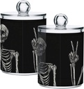 Halloween Skull 2PC Airtight Transparent Plastic Storage Jar Food Storage Container Plastic for Food Herbs Tea etc with Storage Lid easy to use and clean With lid Easy To Use