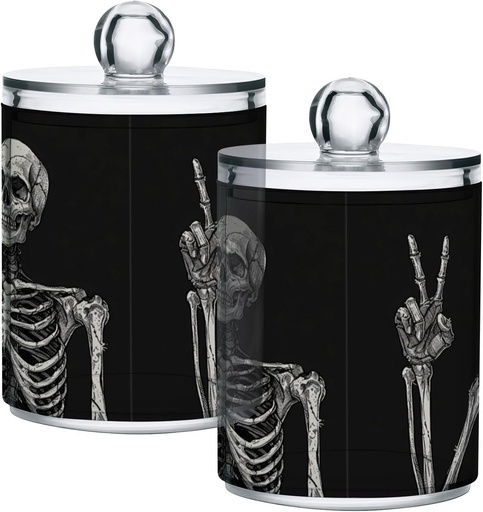 [BRSROZQ5OF7QGDYY] Halloween Skull 2PC Airtight Transparent Plastic Storage Jar Food Storage Container Plastic for Food Herbs Tea etc with Storage Lid easy to use and clean With lid Easy To Use
