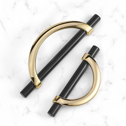 [BRSRO2T3OJ4BSHQ6] Black Gold Cabinet Pulls Drawer Pulls, Half Moon Shape Cabinet Pulls Black Gold Dresser Handles, Kitchen Drawer Handles Antique Cupboard Door Handles 4Packs ‎3.75in